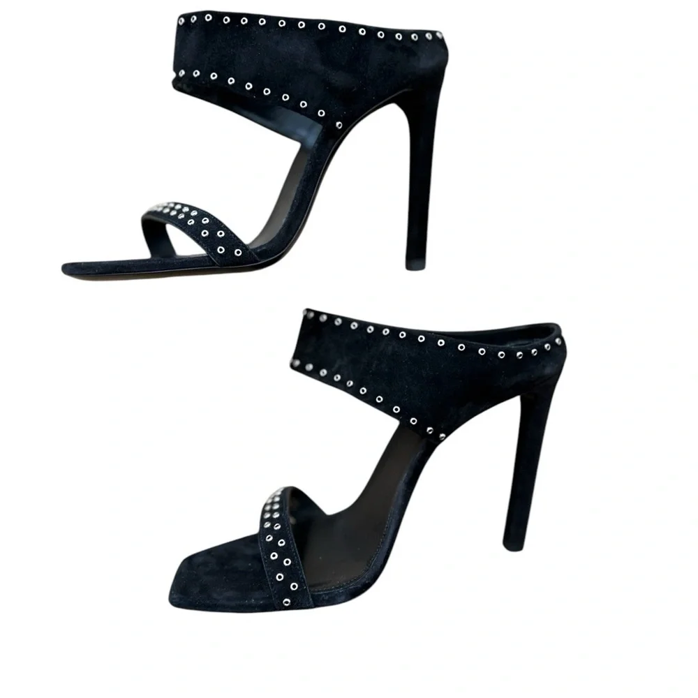 Saint Laurent Leather Mica 105 Stud Mule Black Size 6.5 - Picture 7 of 13